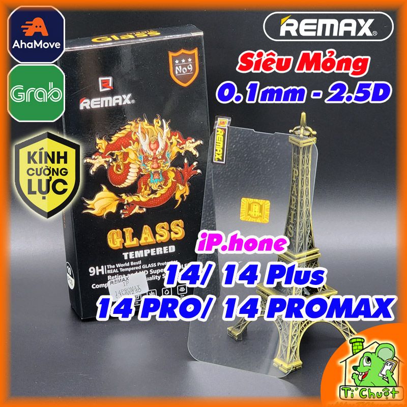Kính CL iPhone 14/ 14 Plus/ 14 PRO/ 14 PRO MAX Remax Siêu Mỏng 0.1mm-9H-2.5D