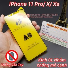 Kính CL iPhone 11 Pro/ X/ XS hiệu TC Nhám Chống Vân Tay Chống Mẻ Cạnh