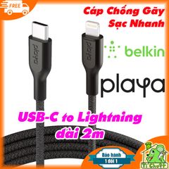 Cáp C-L BELKIN USB-C To Lightning MFi 2m Playa Dây Dù Chống Gãy