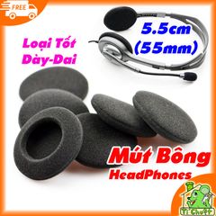 Mút bông bọc tai nghe lớn 5.5cm 55mm vừa Headphone 5-6cm