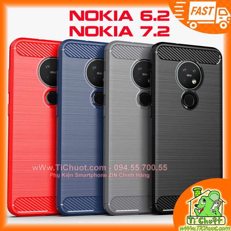 Ốp Lưng Nokia 6.2 / 7.2 Dẻo Carbon Phay Xước Chống Sốc