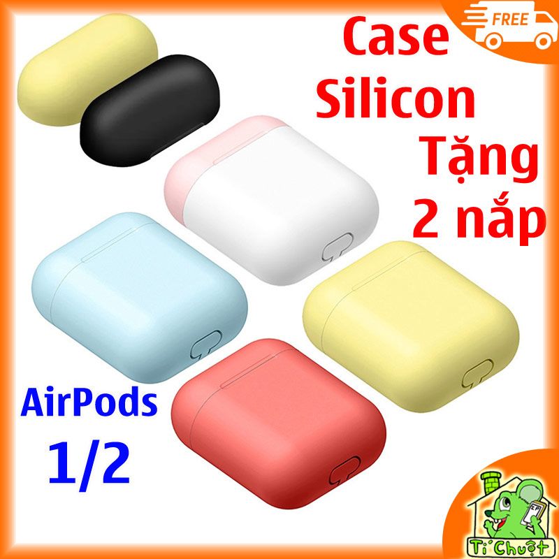 Bao Ốp AirPods Silicon chống bẩn, tặng kèm 2 nắp màu cực cute