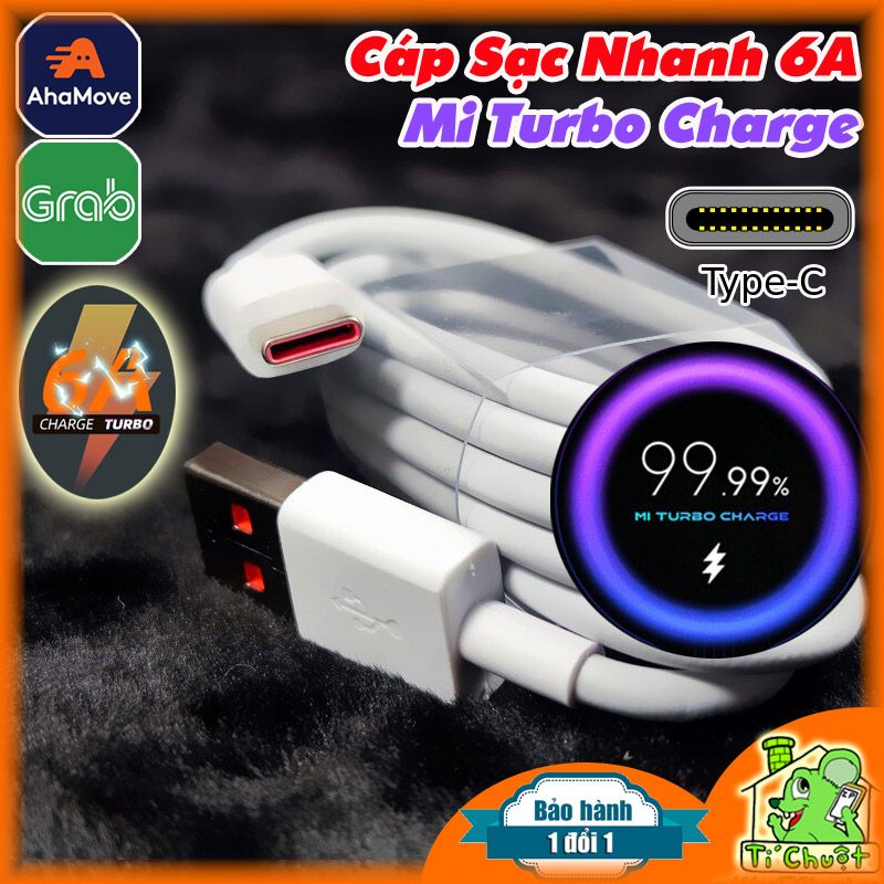 Cáp Xiaomi Type-C Lõi Cam 6A Sạc Nhanh Mi Turbo/ HyperCharge 55W-67W-120W ZIN Chính Hãng