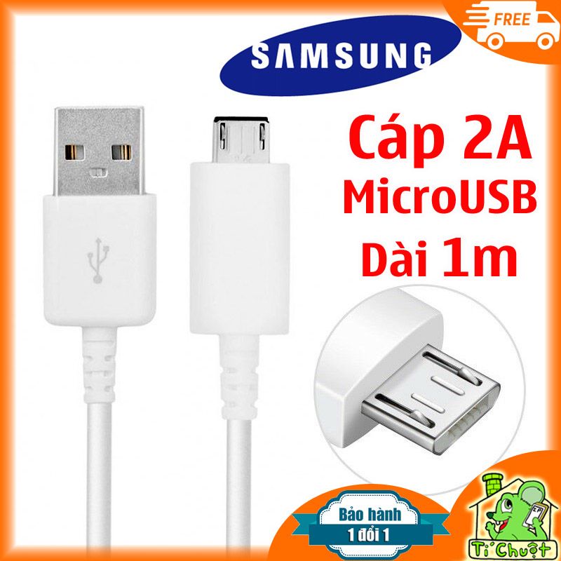 Cáp Samsung Micro USB 1m Zin Chính Hãng Galaxy A5/ A7, Tab 3, J2 J4 J6 Plus