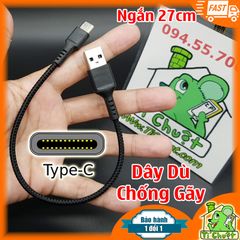 Cáp Dây Dù Ngắn 27cm Type-C Chống Gãy Loại Tốt