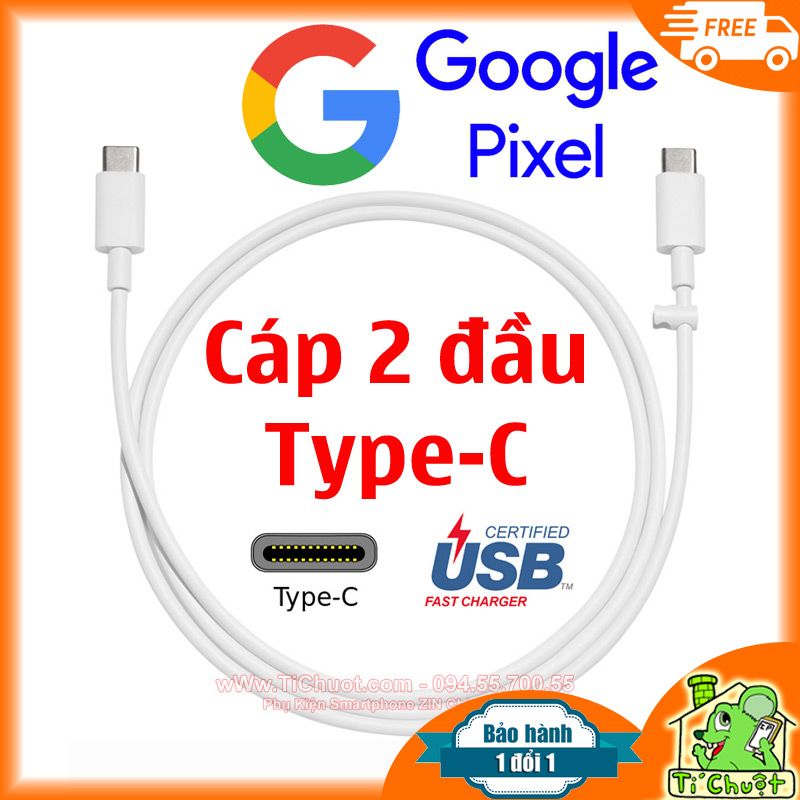 Cáp USB C-C 2 đầu Type-C Google Pixel 1m 1m5 1m8 ZIN Chính Hãng