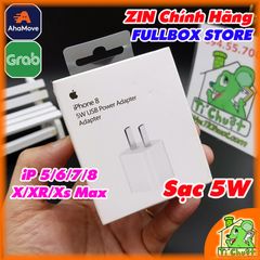 Sạc iPhone 5W Vuông Chấu Dẹt APPLE STORE FULLBOX ZIN Chính Hãng A1385