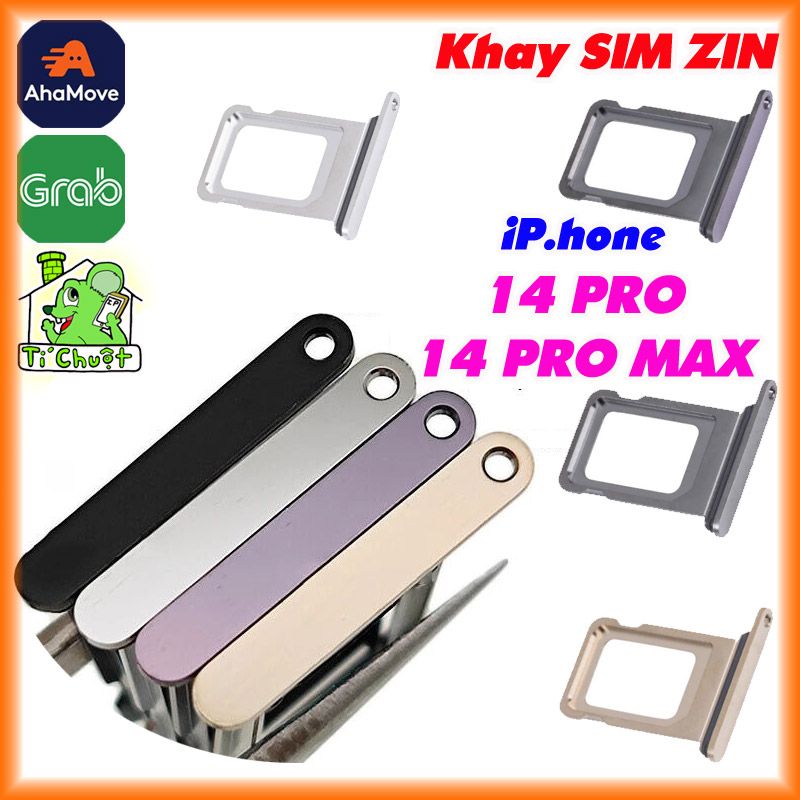 Khay Sim iPhone 14 PRO/ 14 PRO MAX bản 1 SIM/ 2 SIM ZIN có Ron Chống Nước & Lẫy Giữ Sim