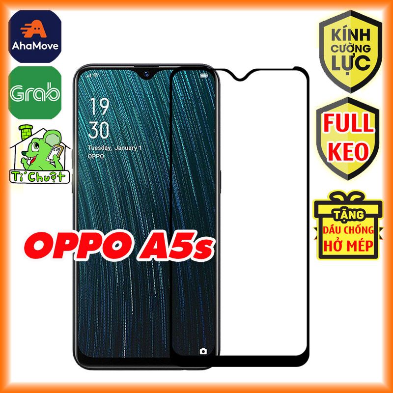 Kính CL OPPO A5s/ AX5s Cường Lực 2.5D FULL Màn, FULL KEO Silicon