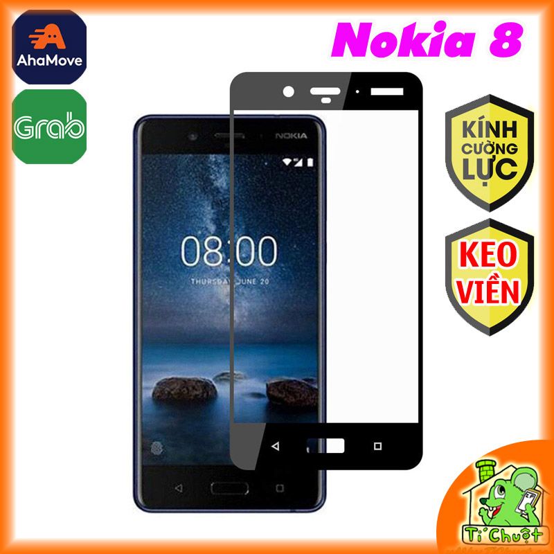 Kính CL Nokia 8 FULL Màn, KEO VIỀN