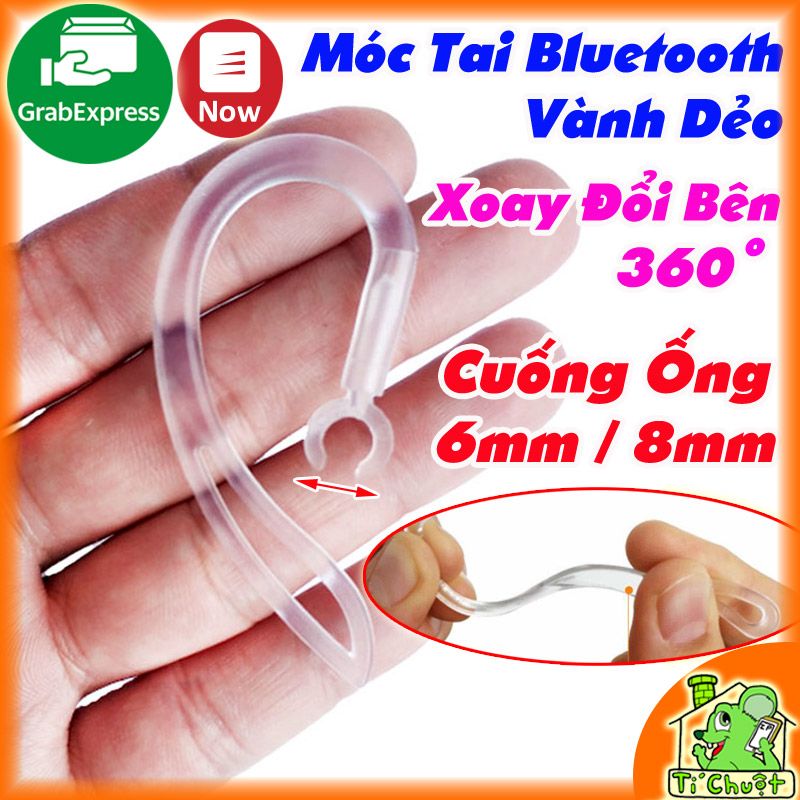 Móc Tai Bluetooth 6mm, 8mm Nhựa Dẻo Xoay 360°