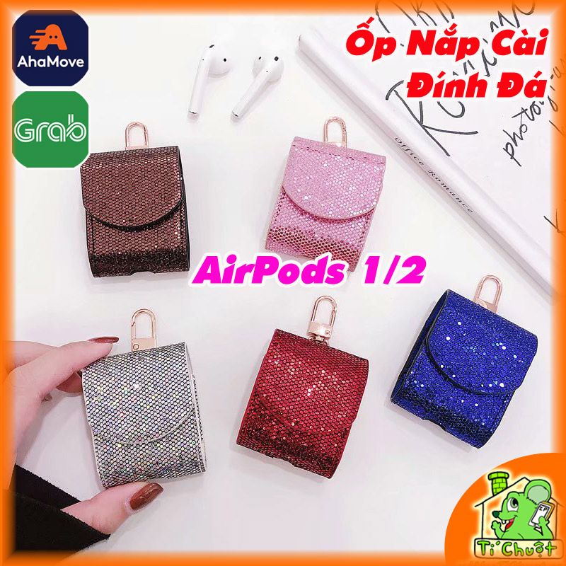 Bao Ốp Case Airpods 1/2 Nắp Cài Nút Đính Đá Lấp Lánh