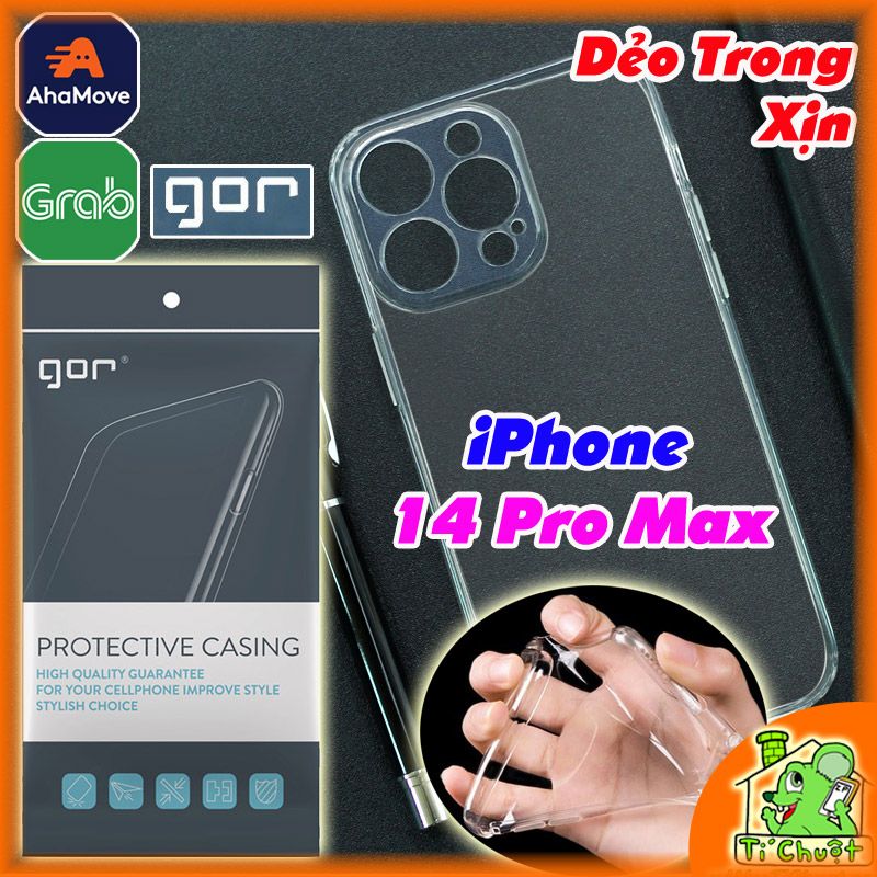 Ốp Lưng iPhone 14 PRO MAX Chính Hãng GOR Silicon Dẻo Trong Suốt