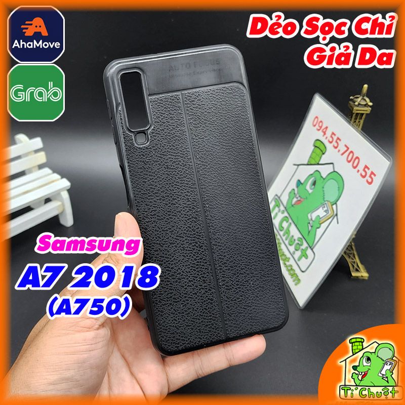 Ốp Lưng Samsung A7 2018 Dẻo Sọc Chỉ Vân Giả Da