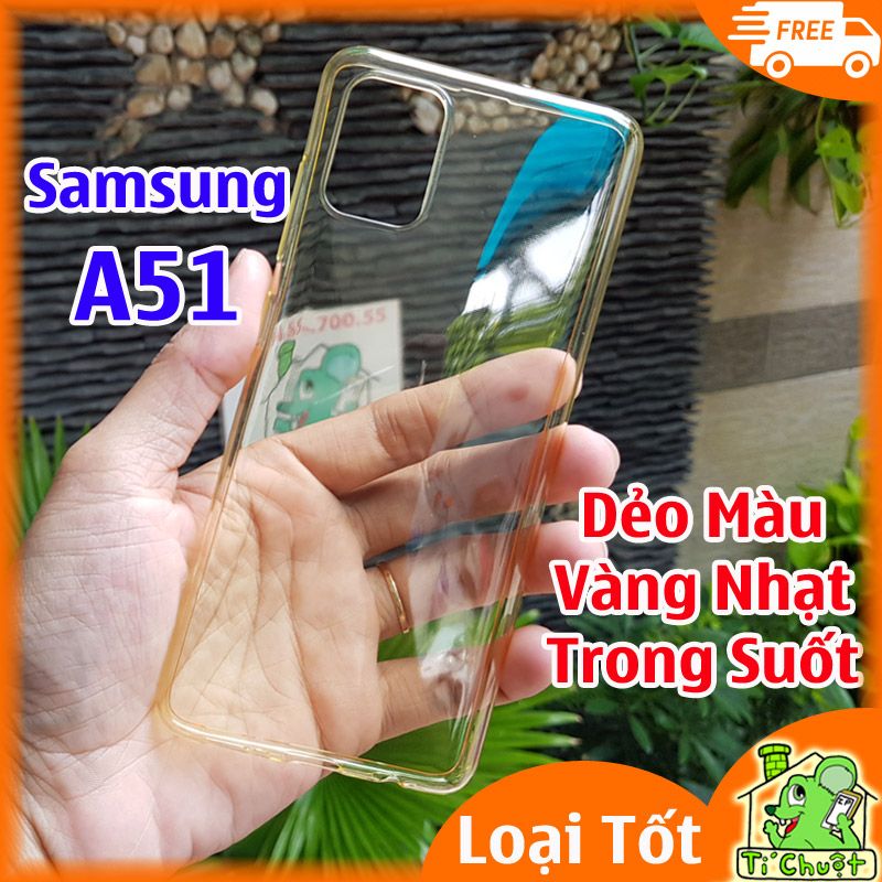 Ốp lưng Samsung A51 Silicon Loại Tốt Vàng Nhạt Trong Suốt