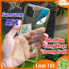 Ốp lưng Samsung A51 Silicon Loại Tốt Vàng Nhạt Trong Suốt