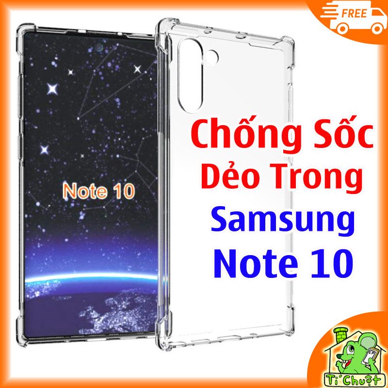 Ốp lưng Samsung Note 10 Dẻo Trong Chống Sốc 4 Góc