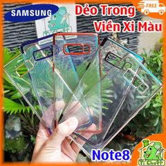 Ốp lưng Samsung Note 8 Dẻo Trong Suốt Viền Xi Màu