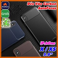 Ốp Lưng iPhone X / XS AutoFocus Vân 3D Carbon Chống Sốc