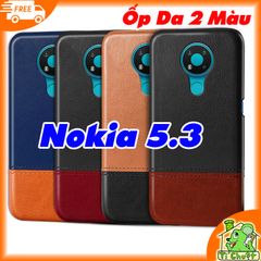 Ốp Lưng Nokia 5.3 Da PU Phối 2 Màu Sọc Chỉ