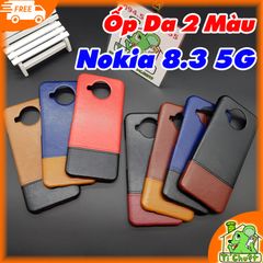 Ốp Lưng Nokia 8.3 5G Da PU Phối 2 Màu Sọc Chỉ