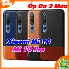 Ốp Lưng Xiaomi Mi 10/ 10 Pro Da PU Phối 2 Màu Sọc Chỉ