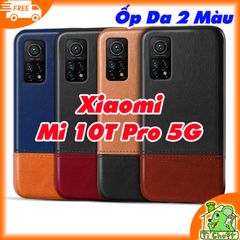 Ốp Lưng Xiaomi Mi 10T/ 10T Pro 5G Da PU Phối 2 Màu Sọc Chỉ
