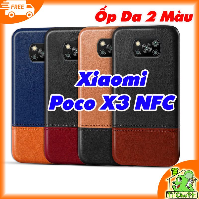 Ốp Lưng Xiaomi Poco X3 NFC Da PU Phối 2 Màu Sọc Chỉ