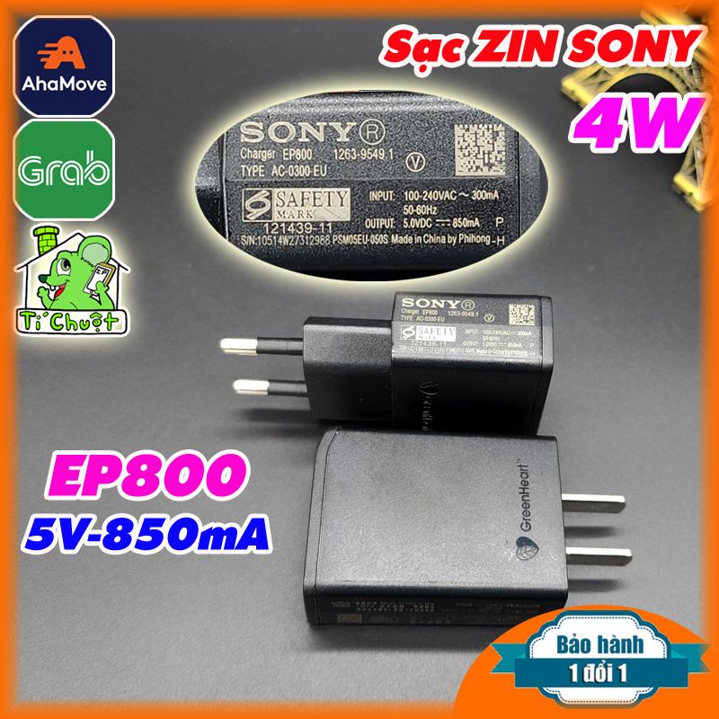 Sạc Sony EP800 4W dòng 5V 850mAh XPERIA C5,E4,M5 ZIN Chính Hãng