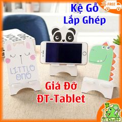 Giá đỡ Điện Thoại Tablet dạng Kệ Gỗ lắp Ghép Hình Thú (Loại Dày)