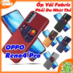 Ốp Lưng OPPO Reno4 Pro Vải Fabric Phối Da Nhét Tiền Thẻ ATM