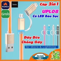 Cáp HOCO UPL08 2in1 Lightning-MicroUSB Đầu Bọc Nhôm Có LED Báo Sạc