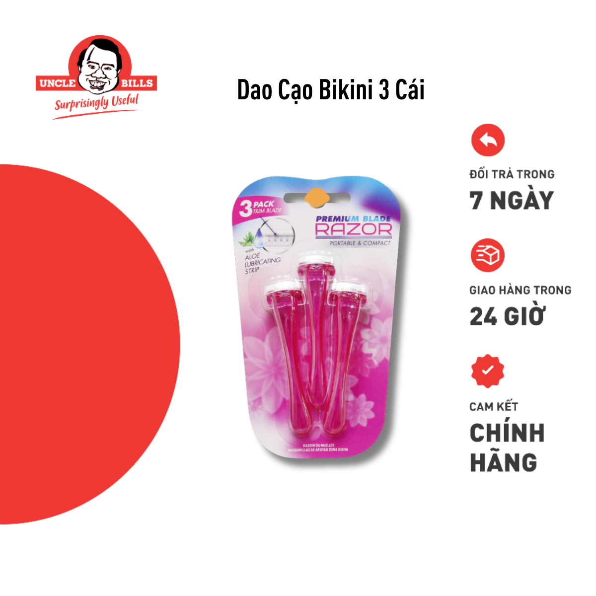 Dao Cạo Bikini 3 Cái/Bộ Uncle Bills AG4606