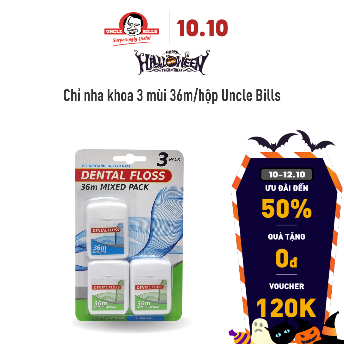 Chỉ Nha Khoa 3 Hộp 36M Uncle Bills AT0037