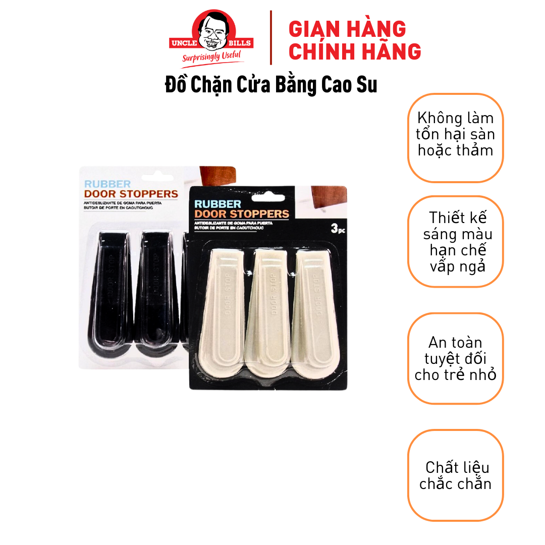 Đồ chặn Cửa Bằng Cao Su (3 Cái/Bộ) Uncle Bills BH0003