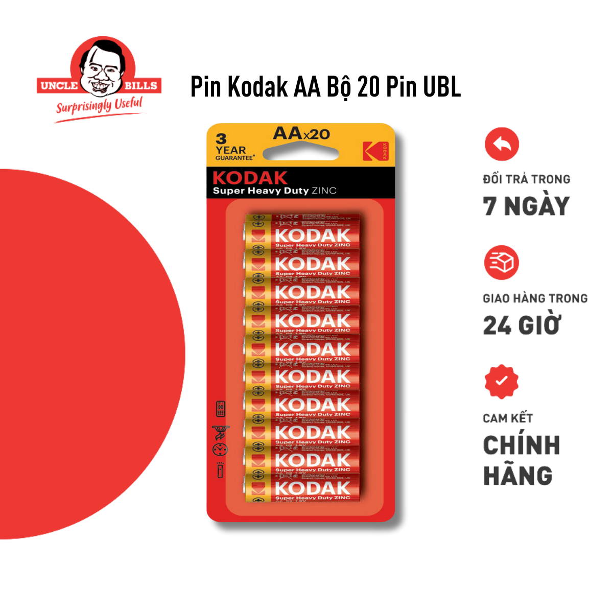 Pin Kodak AA Bộ 20 Pin Uncle Bills IB0119