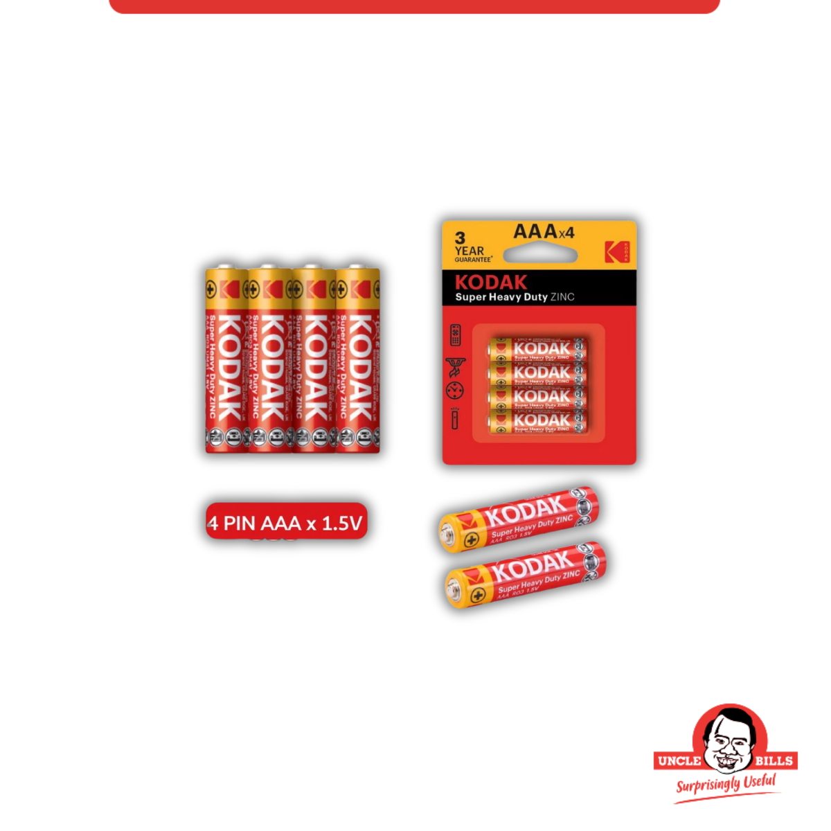 Pin Tiểu Kodak Alkaline AAA Điện Thế 1.5V Bộ 4 Cái Uncle Bills IB0120