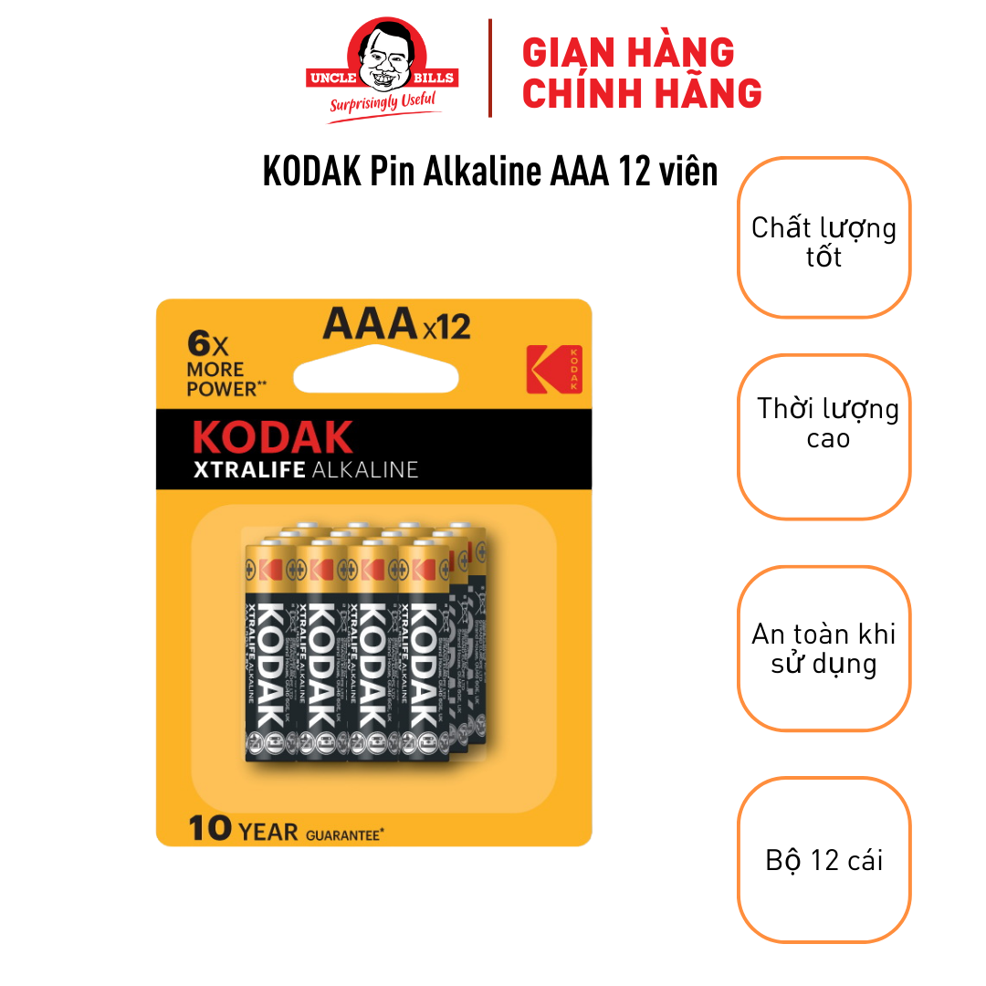 Pin KODAK Alkaline AAA Bộ 12 Pin Uncle Bills IB0221