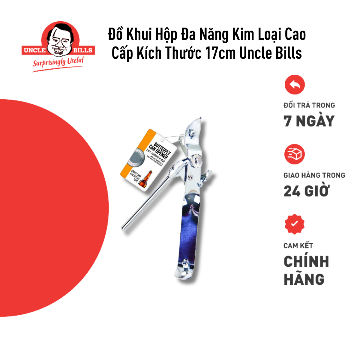 Đồ Khui Hộp Đa Năng Kim Loại Cao Cấp Kích Thước 17cm Uncle Bills KA0112