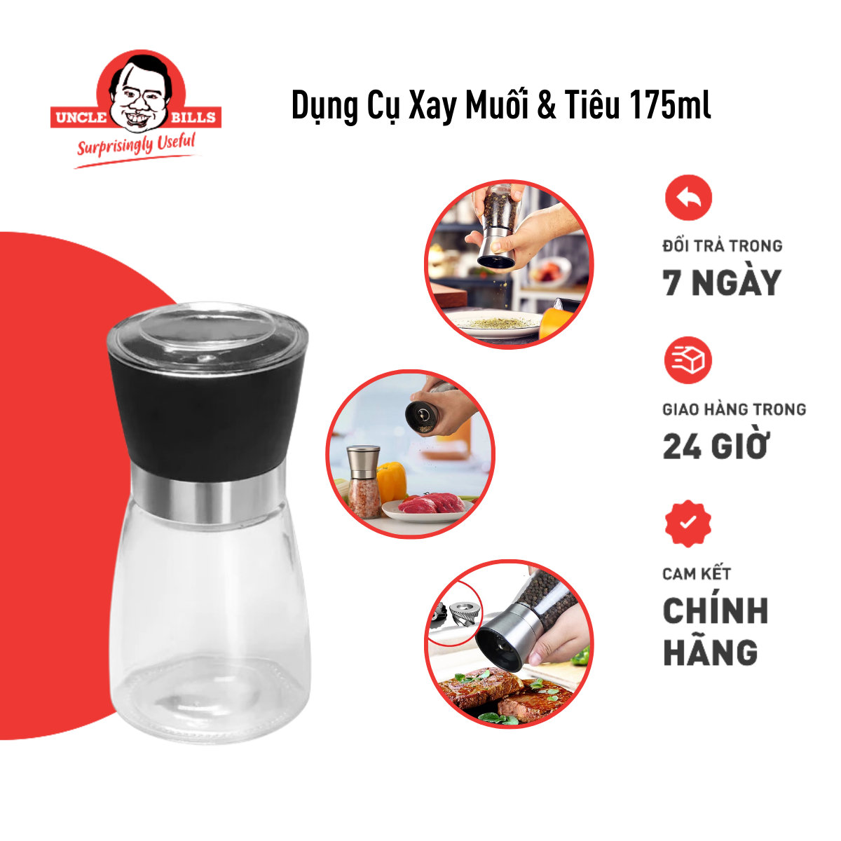 Dụng Cụ Xay Muối & Tiêu 175Ml/Cái Uncle Bills KA0861