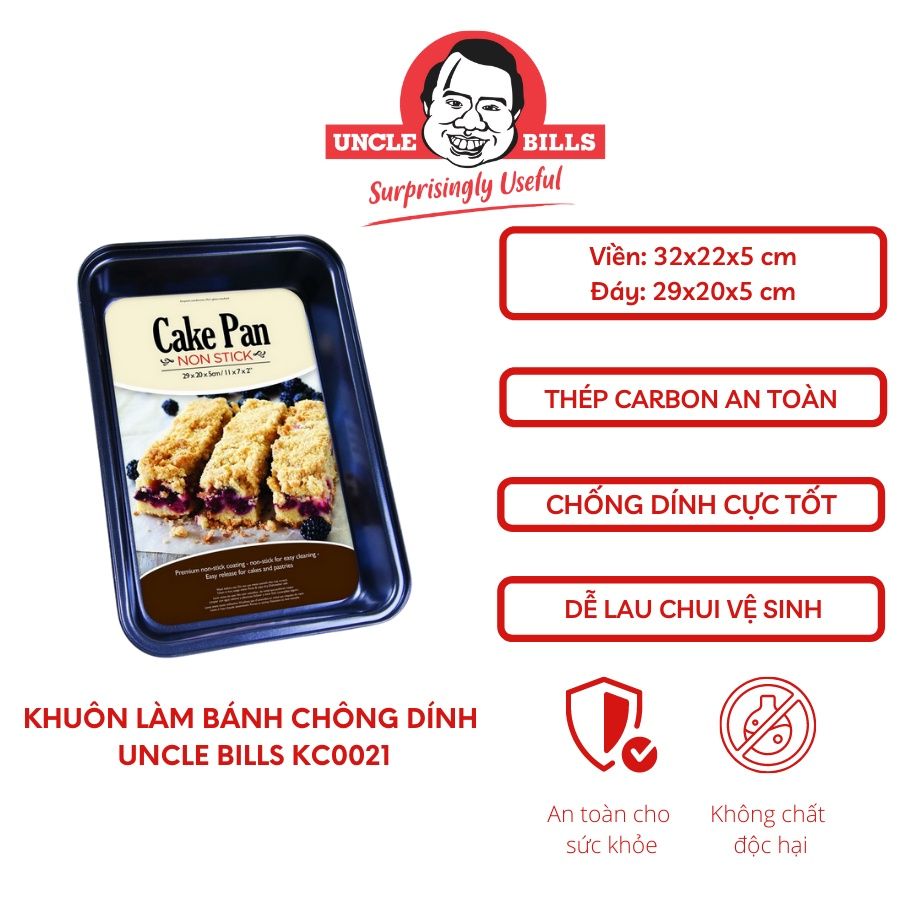 Khuôn Làm Bánh Chống Dính Hình Chữ Nhật Uncle Bills KC0021