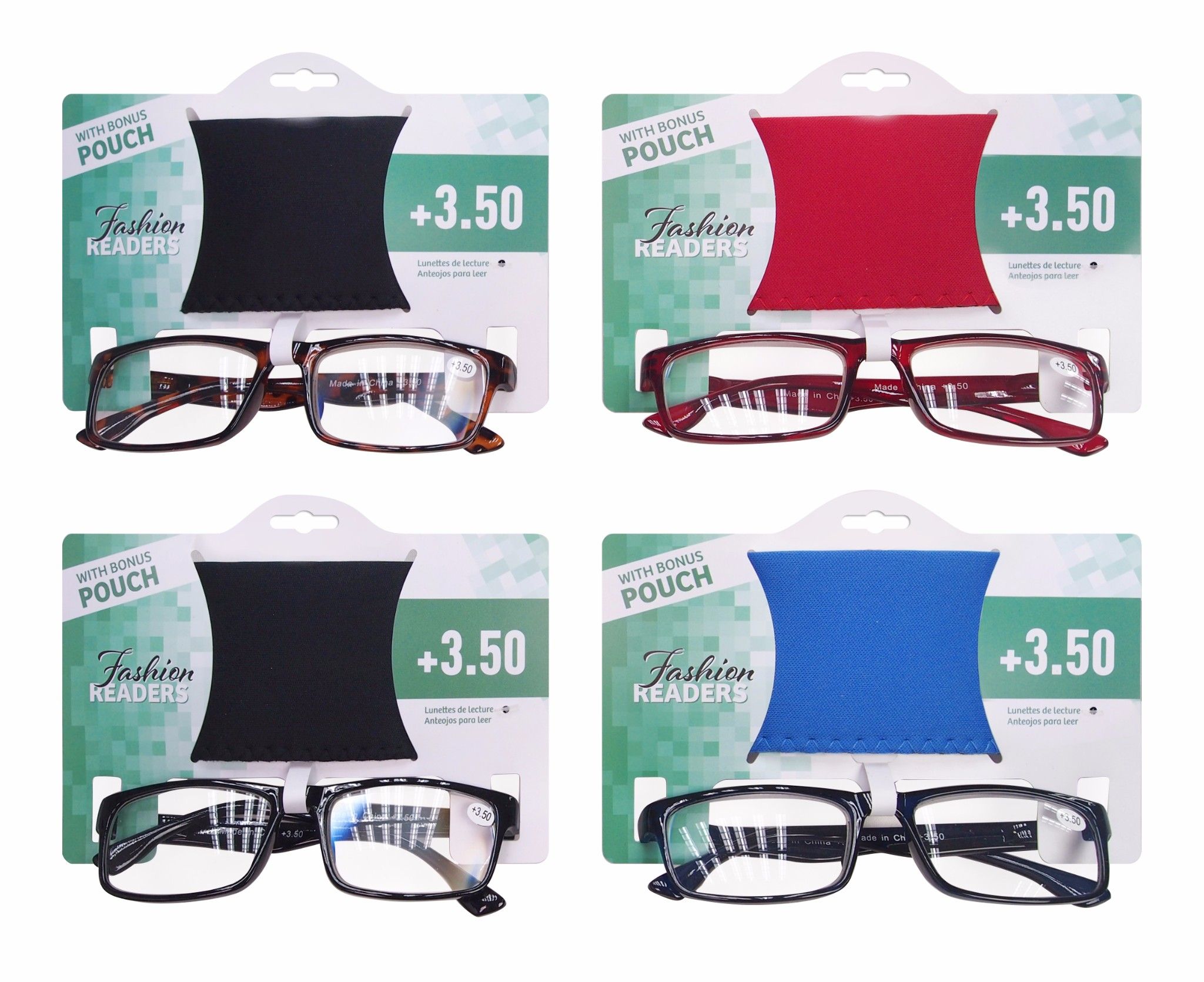 Reading Glasses W/Pouch +3.50