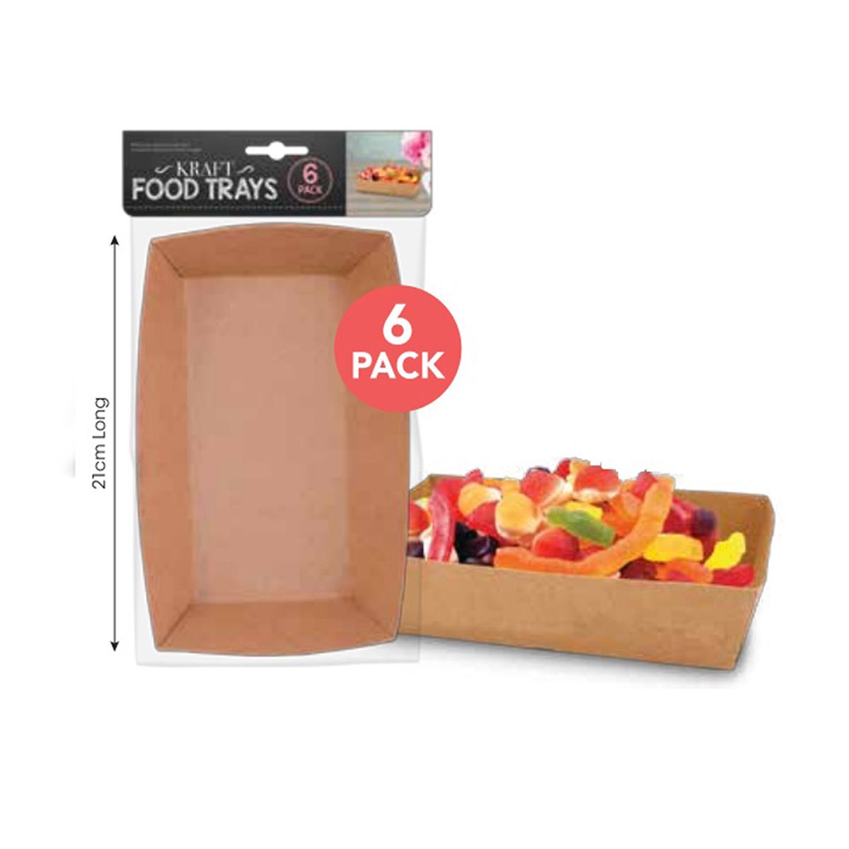 Kraft Paper Food Trays 6Pk