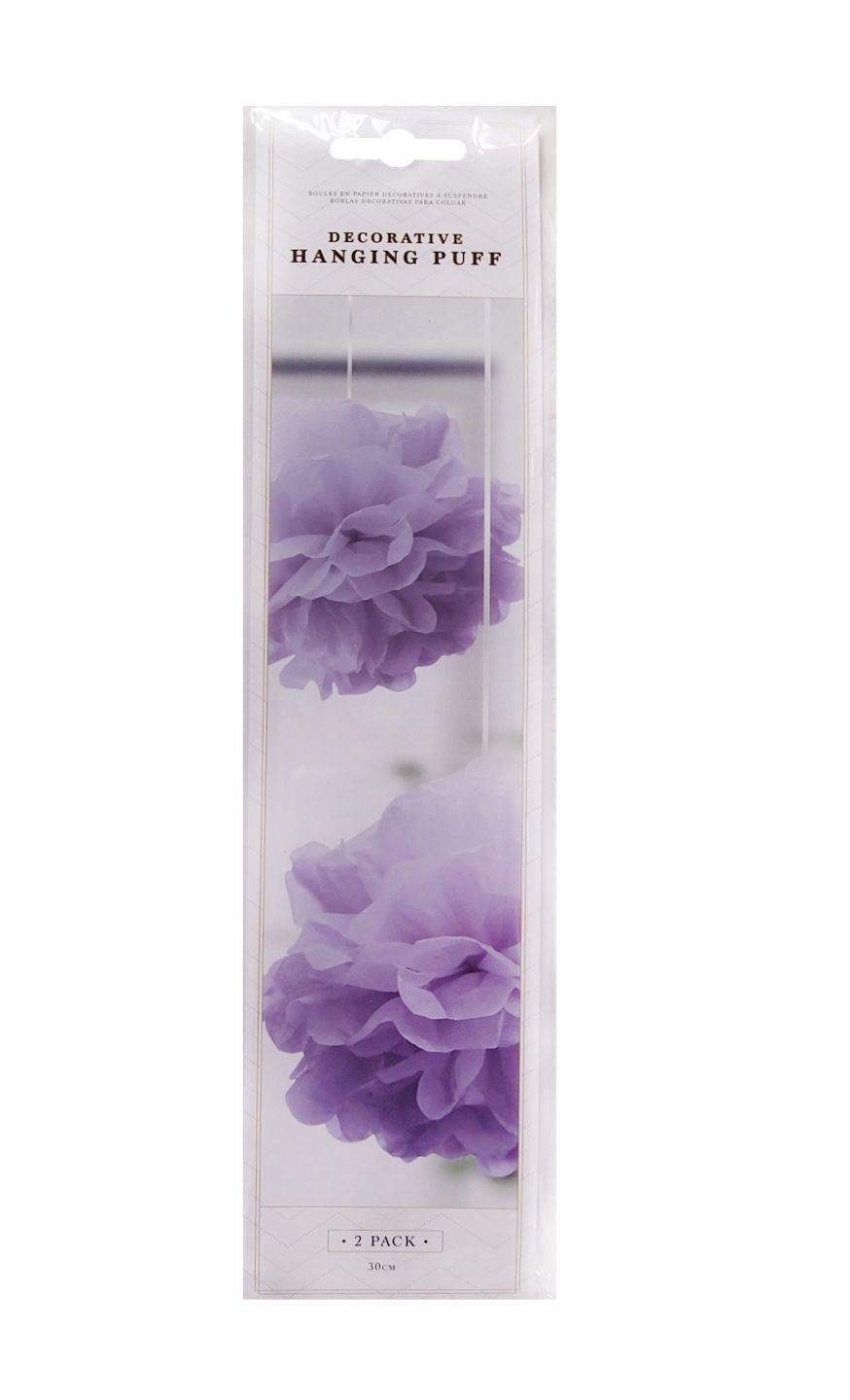 Deco Hanging Puff Purple 2Pk