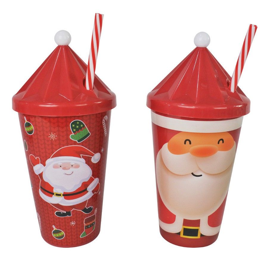 Ly Santa 500ml Kèm Ống Hút  Đồ Dùng Tiệc Giáng Sinh Uncle Bills XK0014