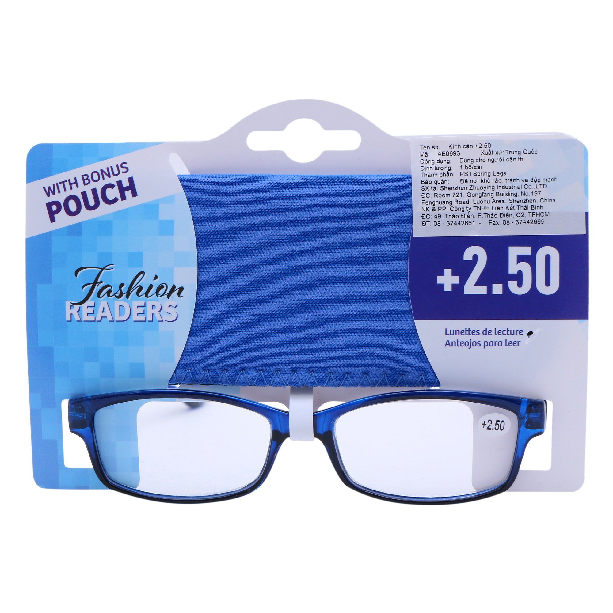 Reading Glasses W/Pouch +2.50