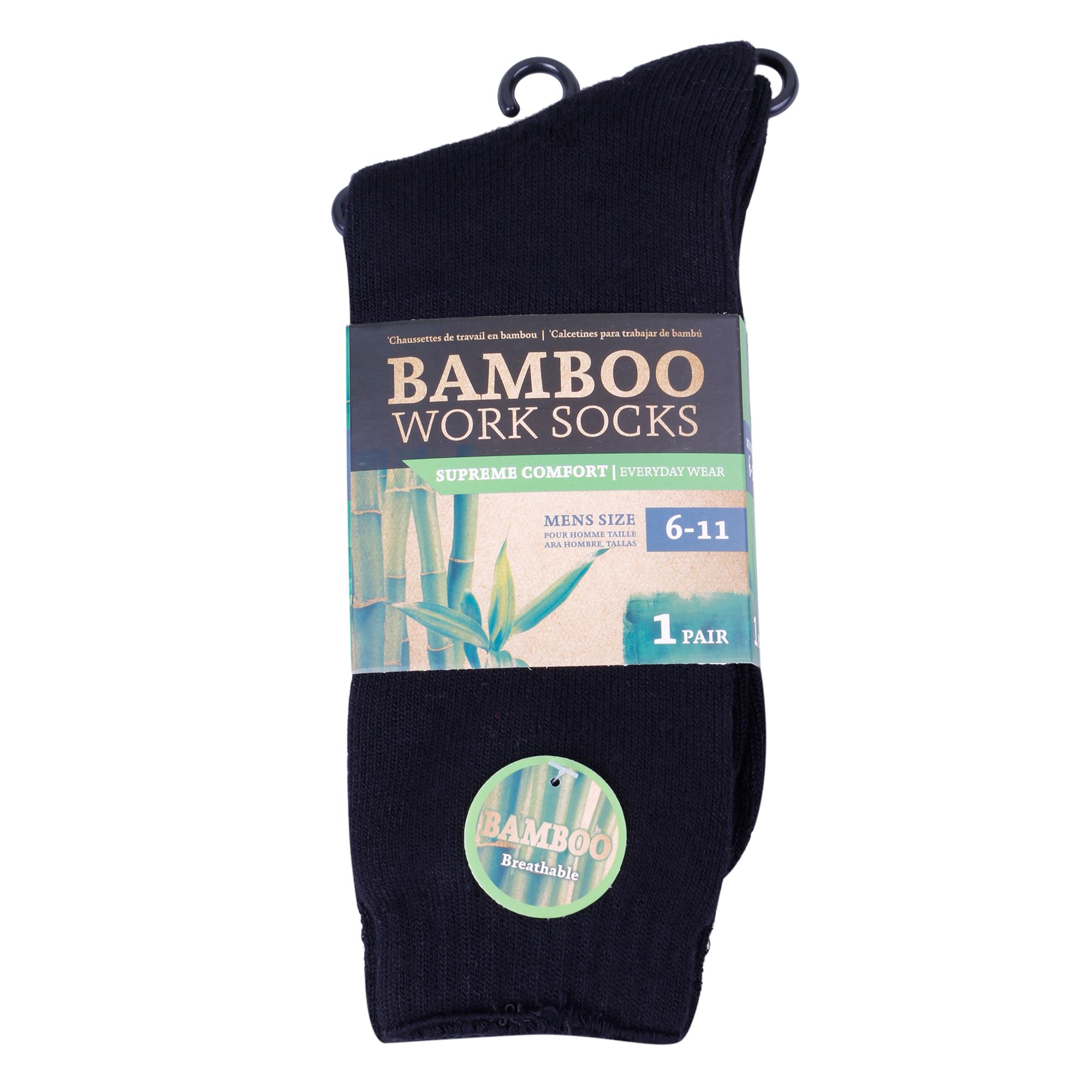 Bamboo Work Sock Mens 6 11 1Pr