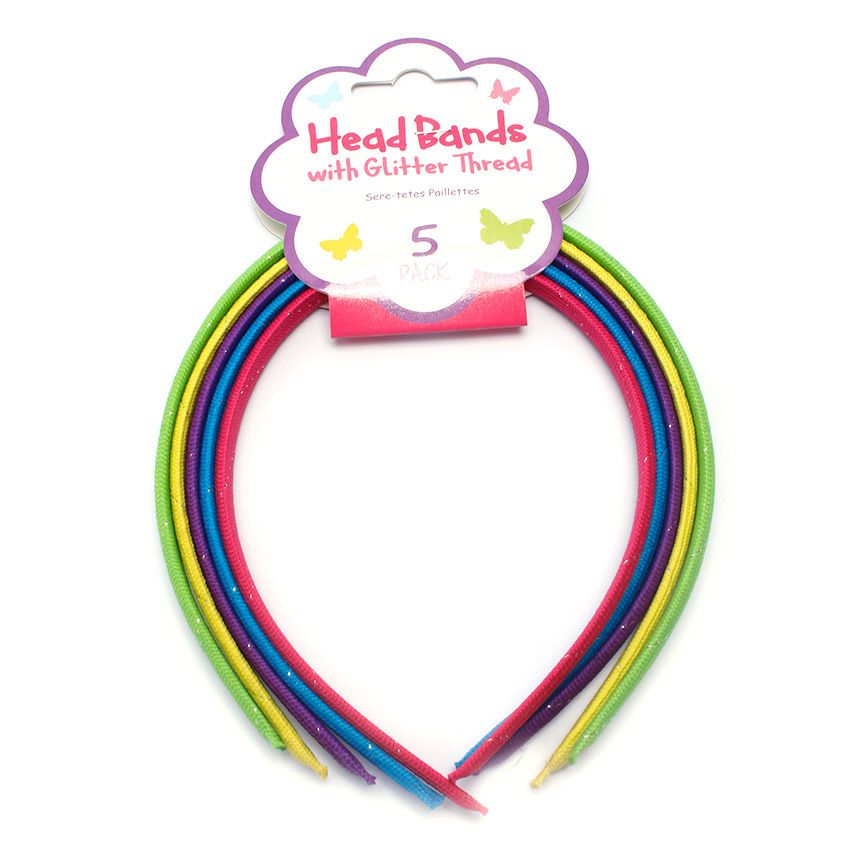 Headband W/Glitter Thread 5Pk