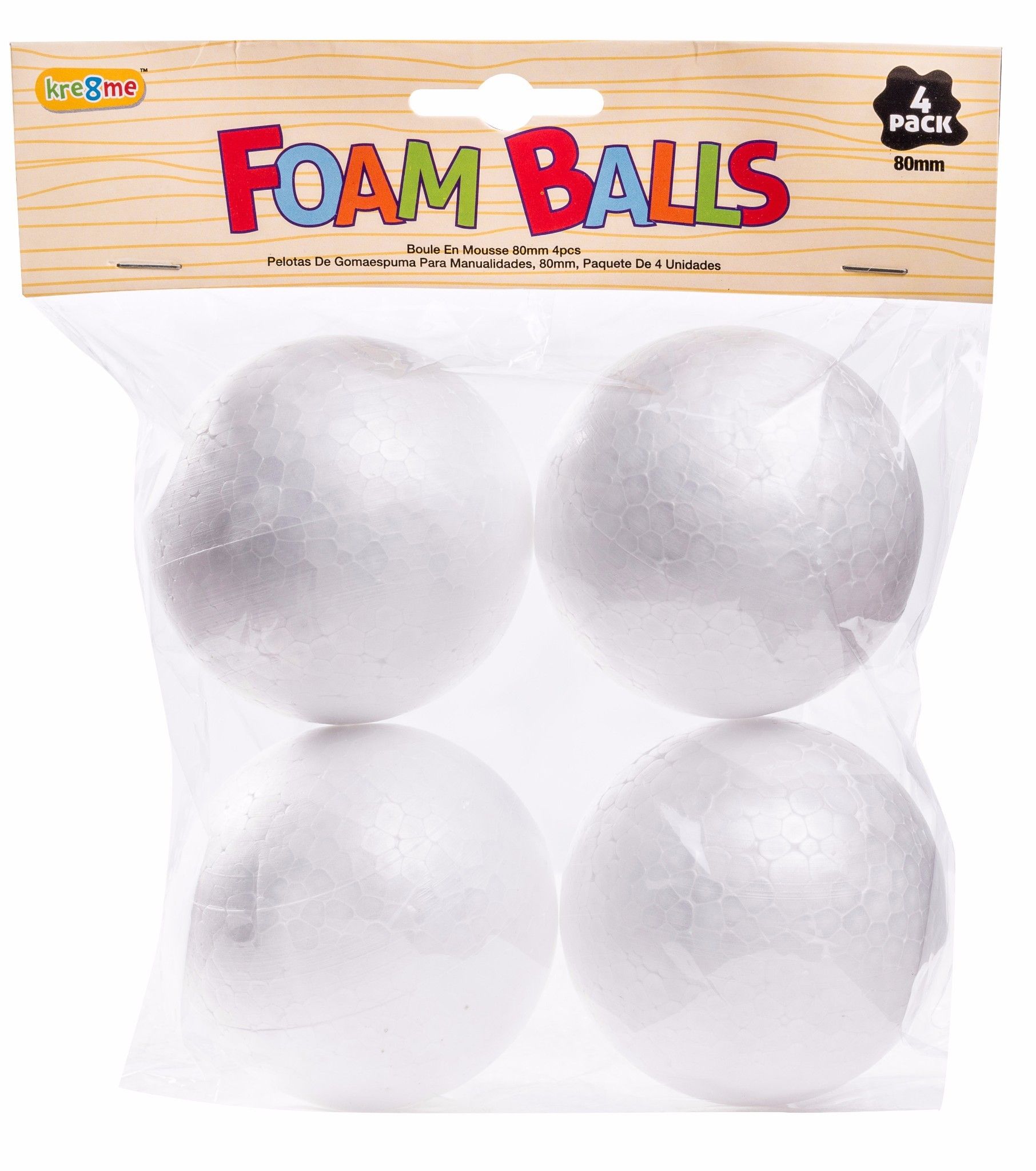 Craft Foam Balls 80Mm 4Pk
