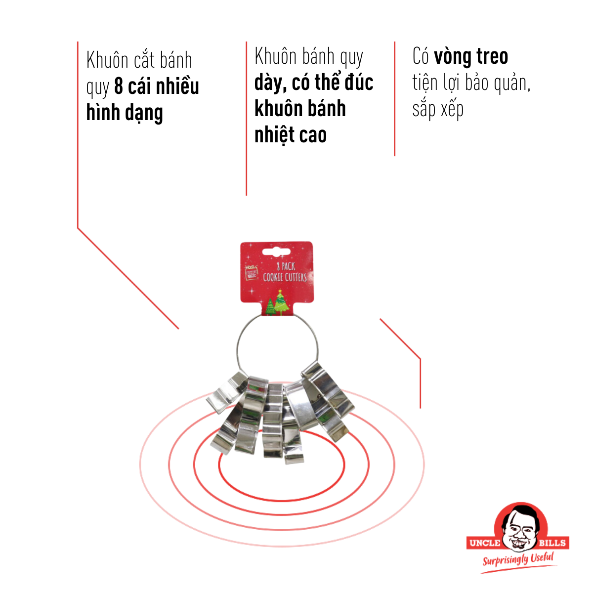 Khuôn Cắt Bánh Quy 8 Cái Trang Trí Giáng Sinh UBL XA1470